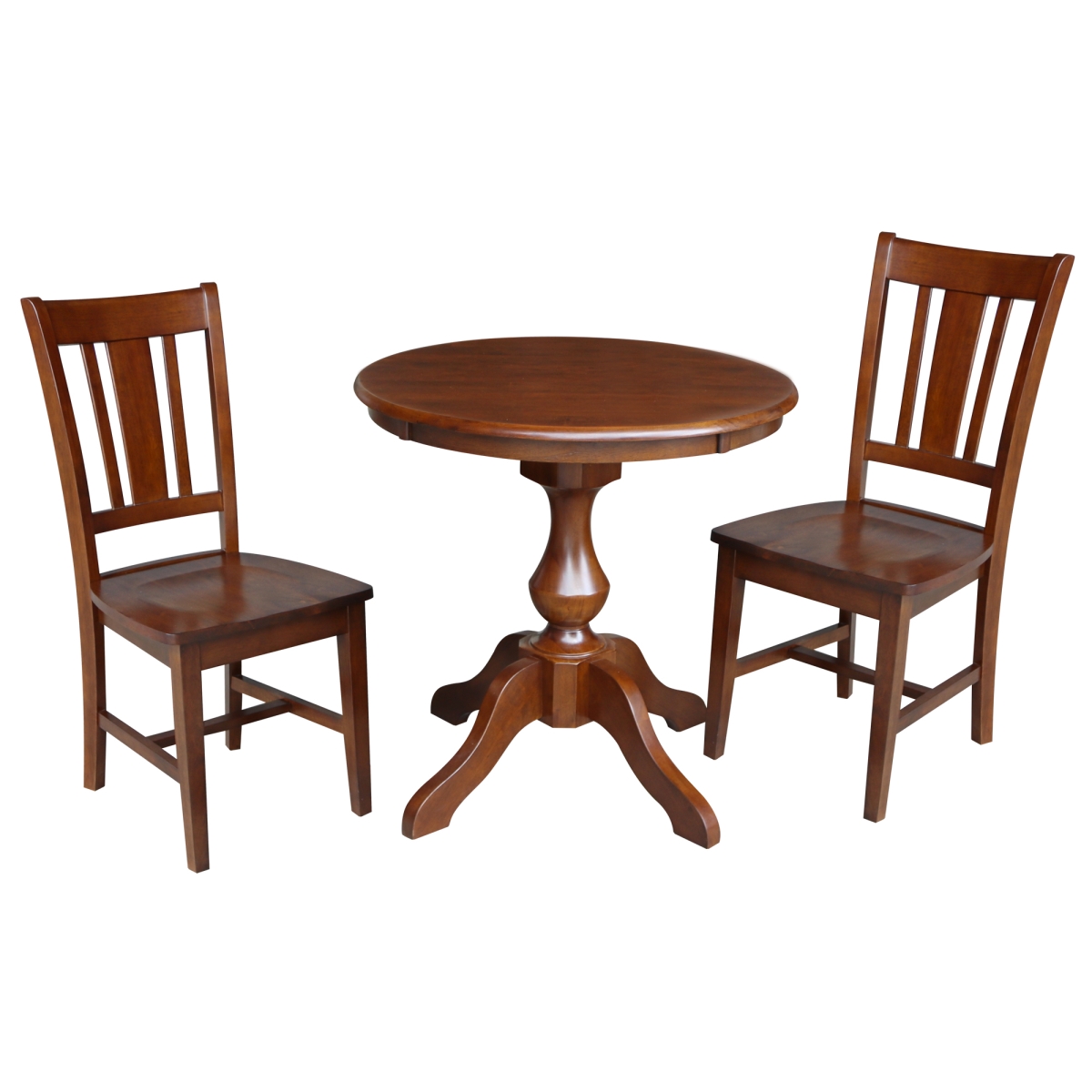 K581-30rt-11b-c10-2 30 In. Round Top Pedestal Table With 2 Chairs, Espresso - 3 Piece