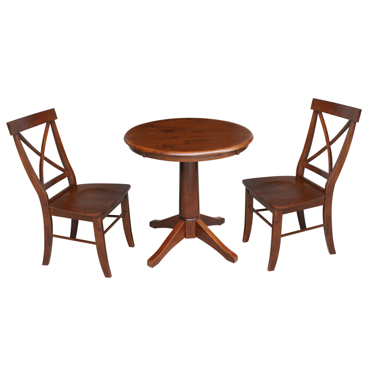 K581-30rt-27b-c613-2 30 In. Round Top Pedestal Table With 2 Chairs, Espresso - 3 Piece