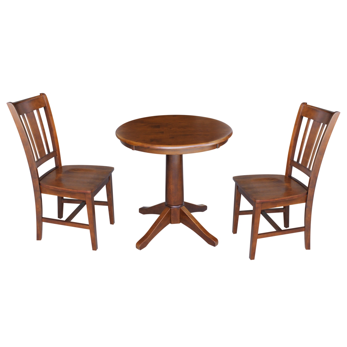 K581-30rt-27b-c10-2 30 In. Round Top Pedestal Table With 2 Chairs, Espresso - 3 Piece