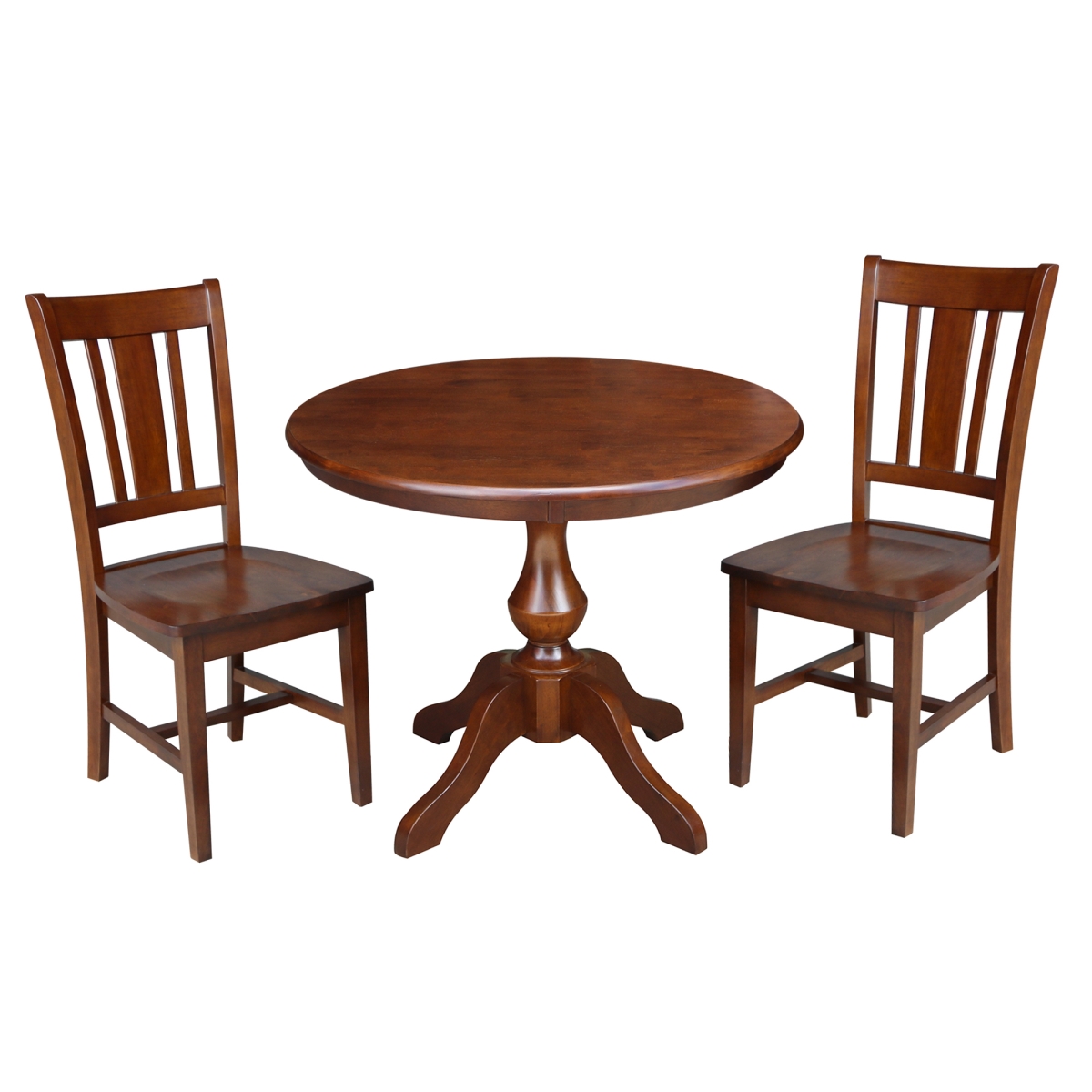 K581-36rt-11b-c10-2 36 In. Round Top Pedestal Table With 2 Chairs, Espresso - 3 Piece