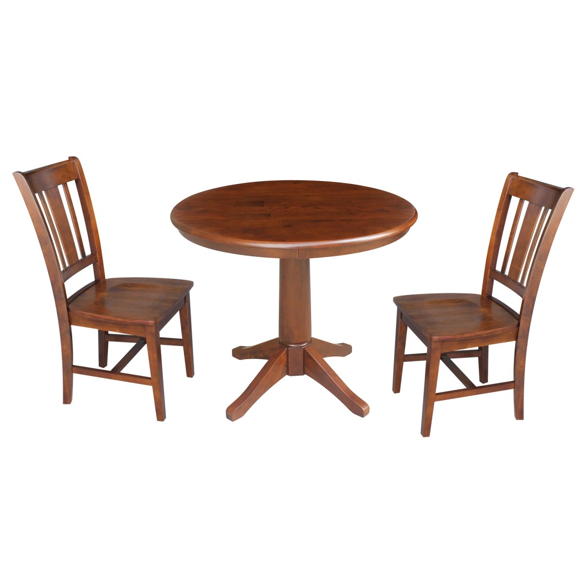 K581-36rt-27b-c10-2 36 In. Round Top Pedestal Table With 2 Chairs, Espresso - 3 Piece