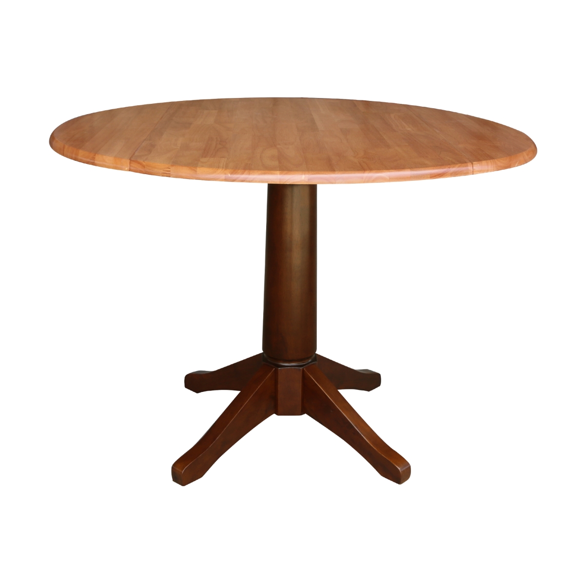 K58-42dpt-27b 42 In. Round Dual Drop Leaf Pedestal Table - 30.3 In. - Cinnemon & Espresso