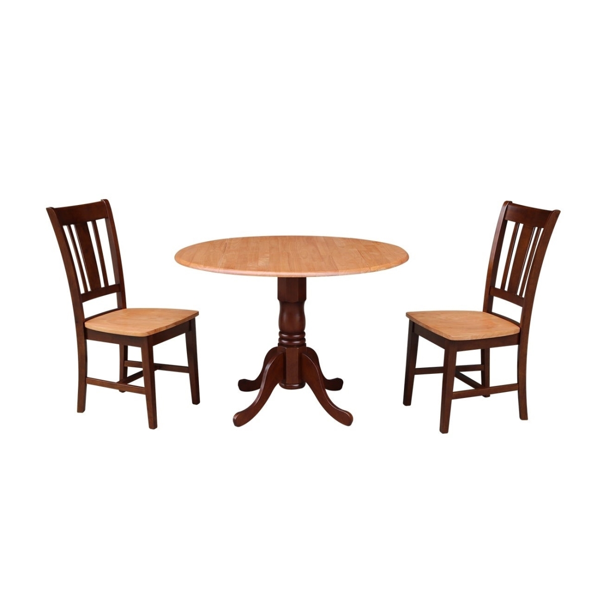 K58-42dp-c10 42 In. Dual Drop Leaf Table With 2 San Remo Chairs, Cinnamon & Espresso