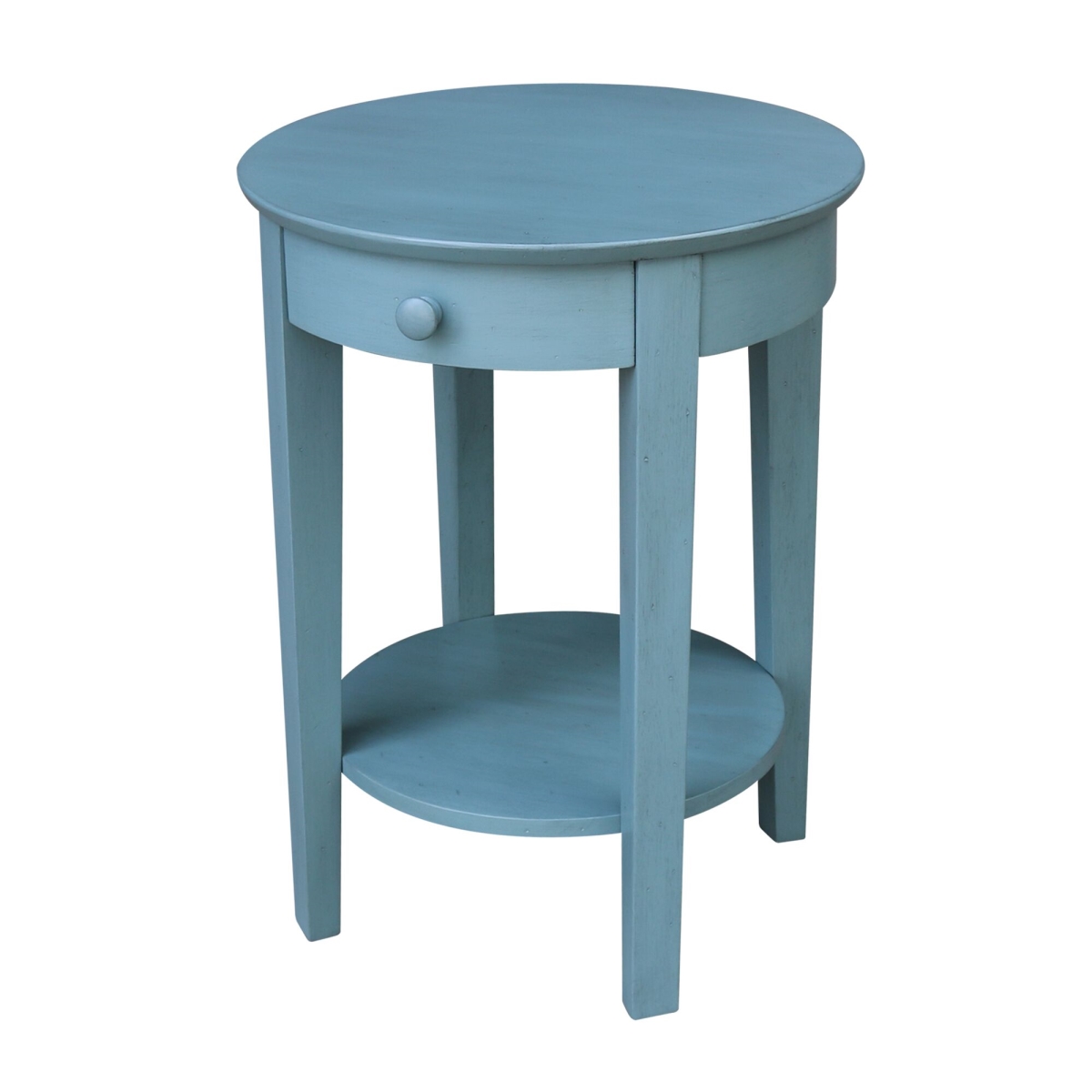 Ot32-2128 Phillips Accent Table With Drawer, Ocean Blue - Antique Rubbed