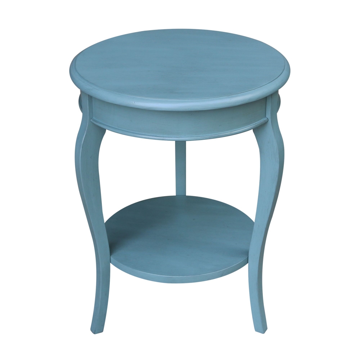Ot32-18r-18 Cambria Round End Table, Ocean Blue - Antique Rubbed