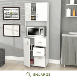 Inval America GCM-043 Kitchen Storage Cabinet Melamine Laricina - White