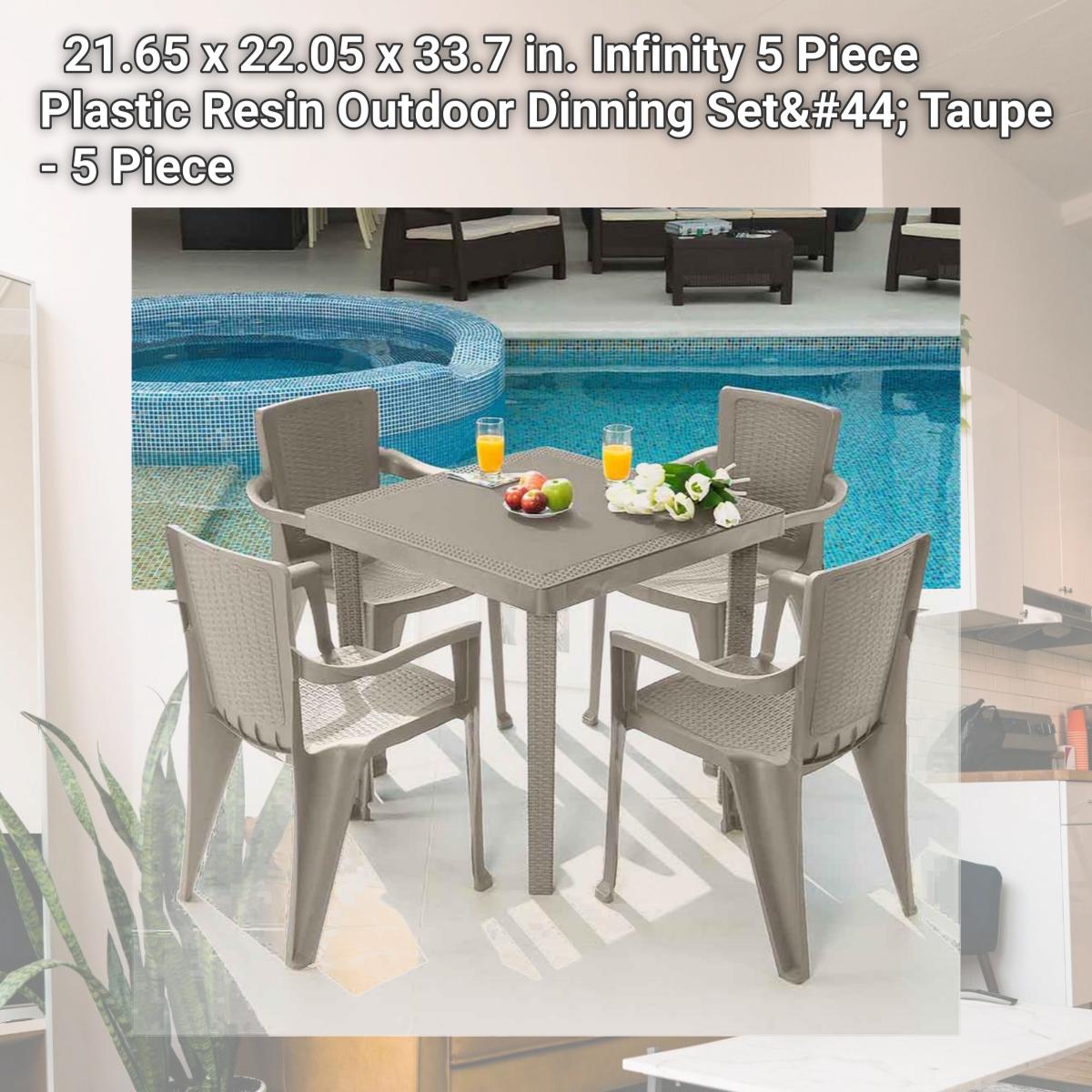 Picture of MQ SET-MQ450 21.65 x 22.05 x 33.7 in. Infinity 5 Piece Plastic Resin Outdoor Dinning Set&#44; Taupe - 5 Piece