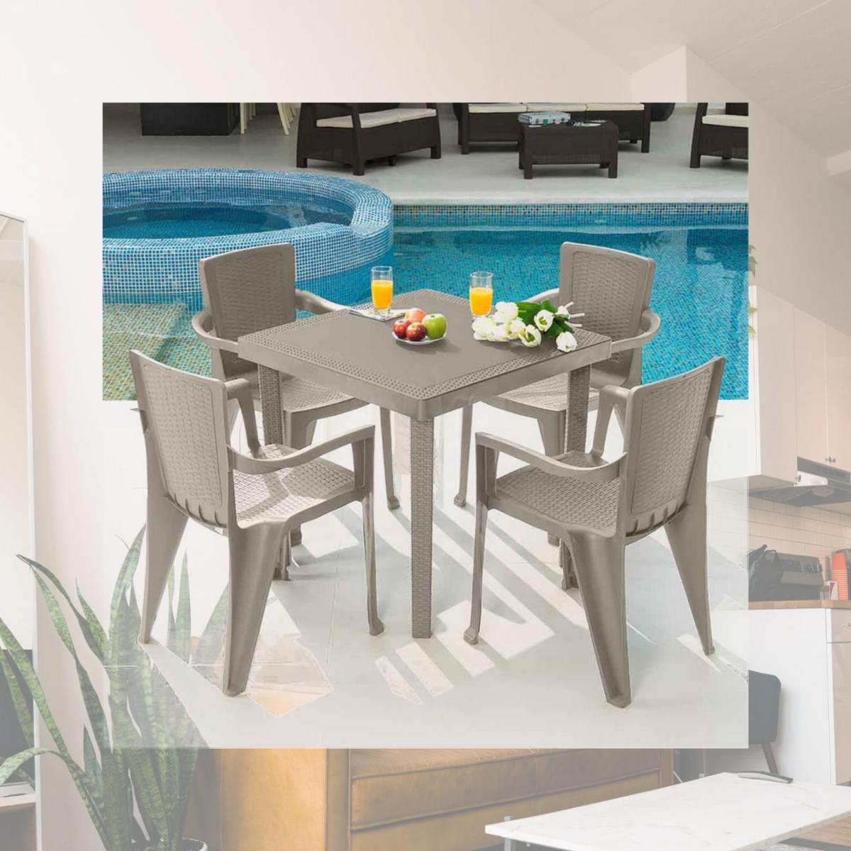 Picture of MQ SET-MQ450 21.65 x 22.05 x 33.7 in. Infinity 5 Piece Plastic Resin Outdoor Dinning Set&#44; Taupe - 5 Piece