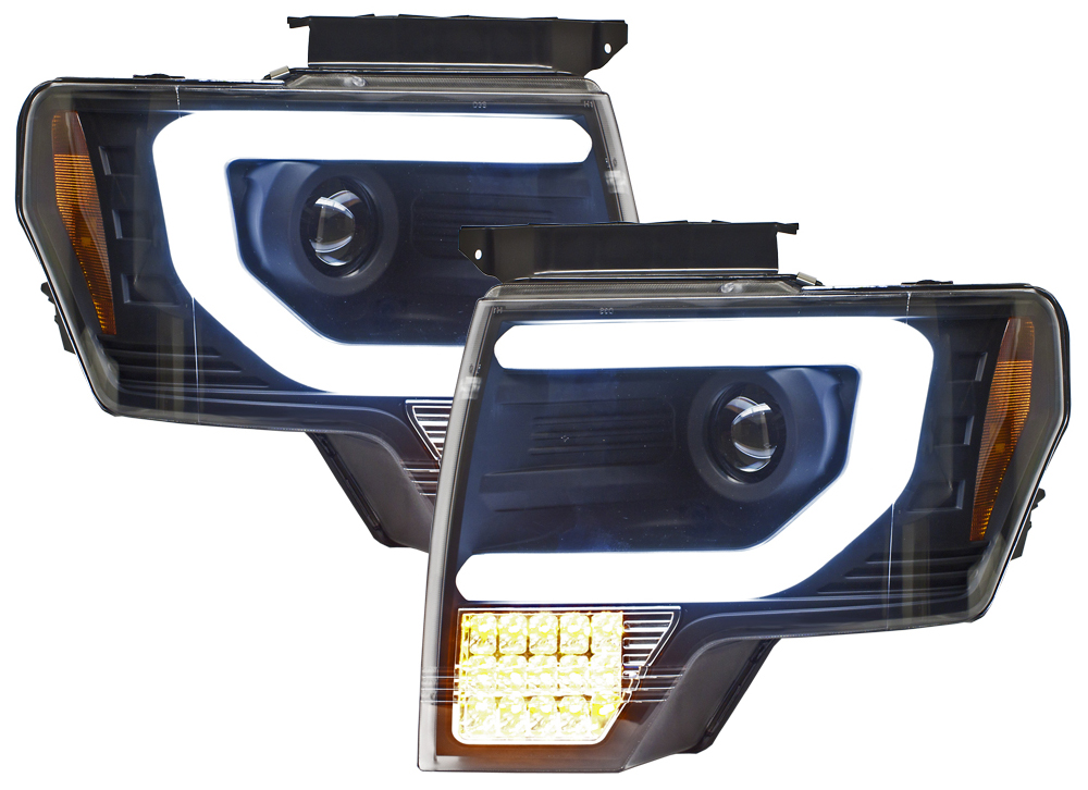 F150 & F250 Ld 2009 - 2014 Head Lamps With Projector, Black
