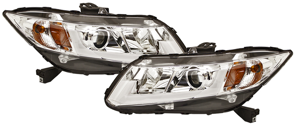 Cws-748c2 Civic Head Lamps With Projector, Chrome - Light Bar Drl
