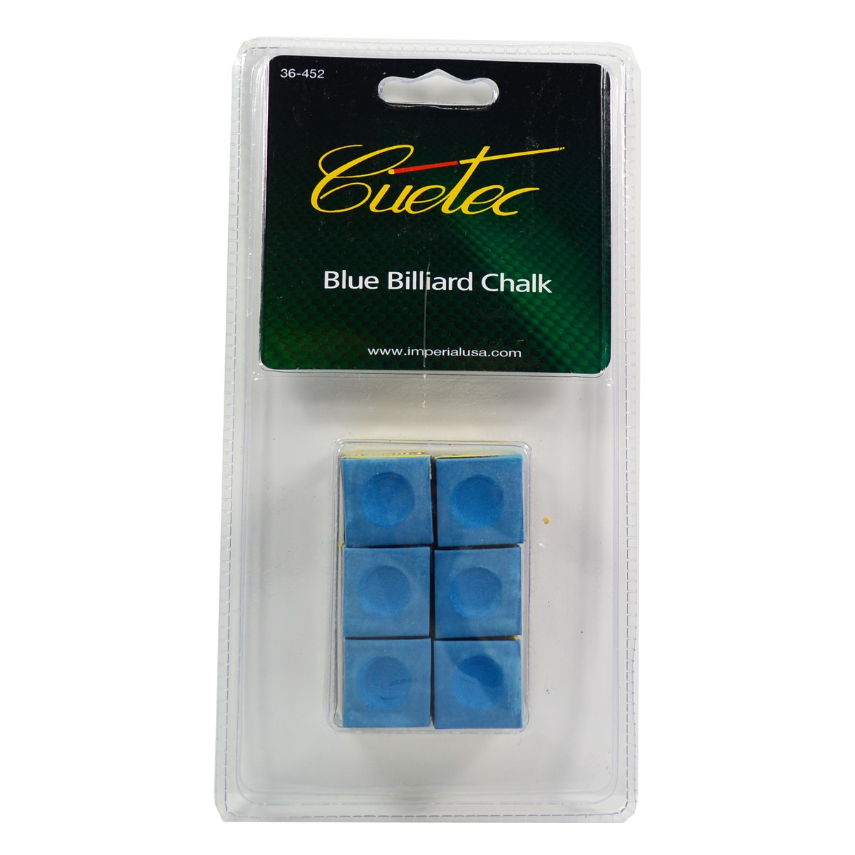 36-452 Cuetec Billiard Chalk, Blue - Pack Of 6