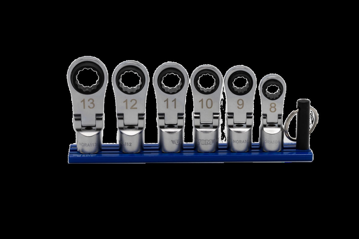 VIMNORA150 6 Piece 12 Point Nano Flex Offset Ratcheting Attachment Set - 0.37 in. Drive