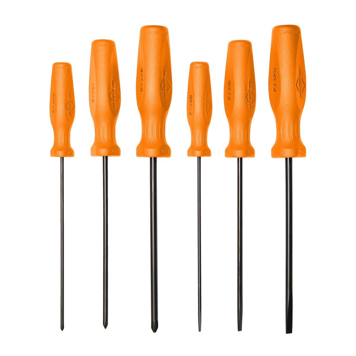 MAY27021LTHVO Hi-Vis Orange Long Slotted & Phillips Screwdriver Set - 6 Piece