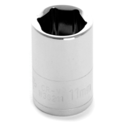 0.25 In. Drive 6 Point Shallow Chrome Socket, 11 Mm