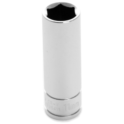 W36411 0.25 In. Drive Point Deep Chrome Socket, 11 Mm