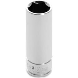 W36412 0.25 In. Drive Point Deep Chrome Socket, 12 Mm