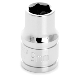 0.37 In. Drive 6 Point Shallow Chrome Socket, 9 Mm
