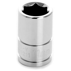 0.37 In. Drive 6 Point Shallow Chrome Socket, 11 Mm