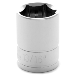 6 Point Shallow Chrome Socket, 0.5 In.
