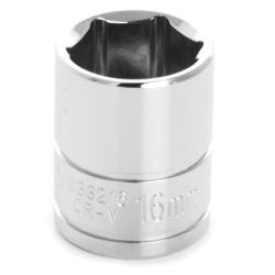 W38216 0.37 In. Drive 6 Point Shallow Chrome Socket, 16 Mm