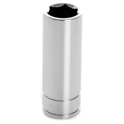 0.37 In. Drive 6 Point Deep Chrome Socket, 15 Mm