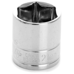 W38221 0.37 In. Drive 6 Point Shallow Chrome Socket, 21 Mm