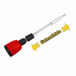 Ampt19451 Gearless Extendable Stubby Screwdriver, 6 In 1, Extends To 2.75 In. Phillips