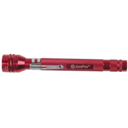 Ampt23901 Mini Flashlight With Magnetic Pickup, 5 Led Bulbs, Lifts 1 Lbs - Red