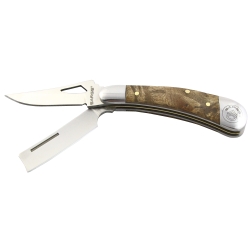 Sk-403 3 In. 2 Bladed Folding Knife With Burl Wood Handle