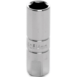 W38166 Chrome Spark Plug Socket - 0.37 In. Drive, 14 Mm Deep With 17 Mm Hex Bolster - 6 Point