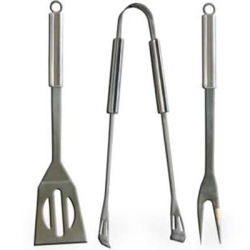 Stainless Steel Barbeque Tool Set With 14 In. Fork, Tongs & Spatula - 3 Piece