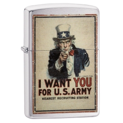 Zip29595 Us Army Poster Lighter - Brushed Chrome