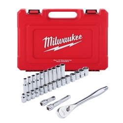 Mlw48-22-9510 0.5 In. Metric Socket Wrench Set - 28 Piece