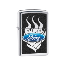 Zip29297 Ford Motor Company White Flame, Polished Chrome Lighter