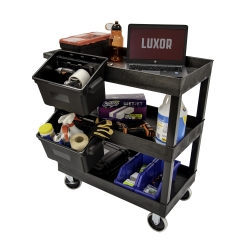 LUXEC111-B-OUTRIG 32 x 18 in. 3-Shelf Tub Cart with Outrigger