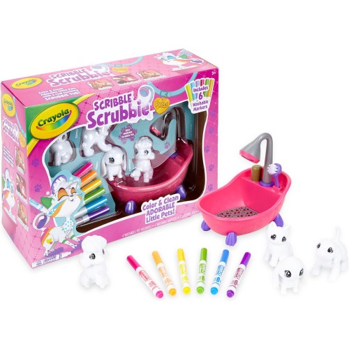 Crayola 74-7249 Scribble Scribbies Pets Tubplayset Color & Clean Adorable Little Pets - Multicolor