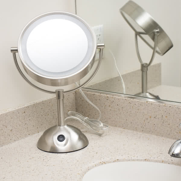 Be119wh Two-sided Led Lighted Mirror - Silver