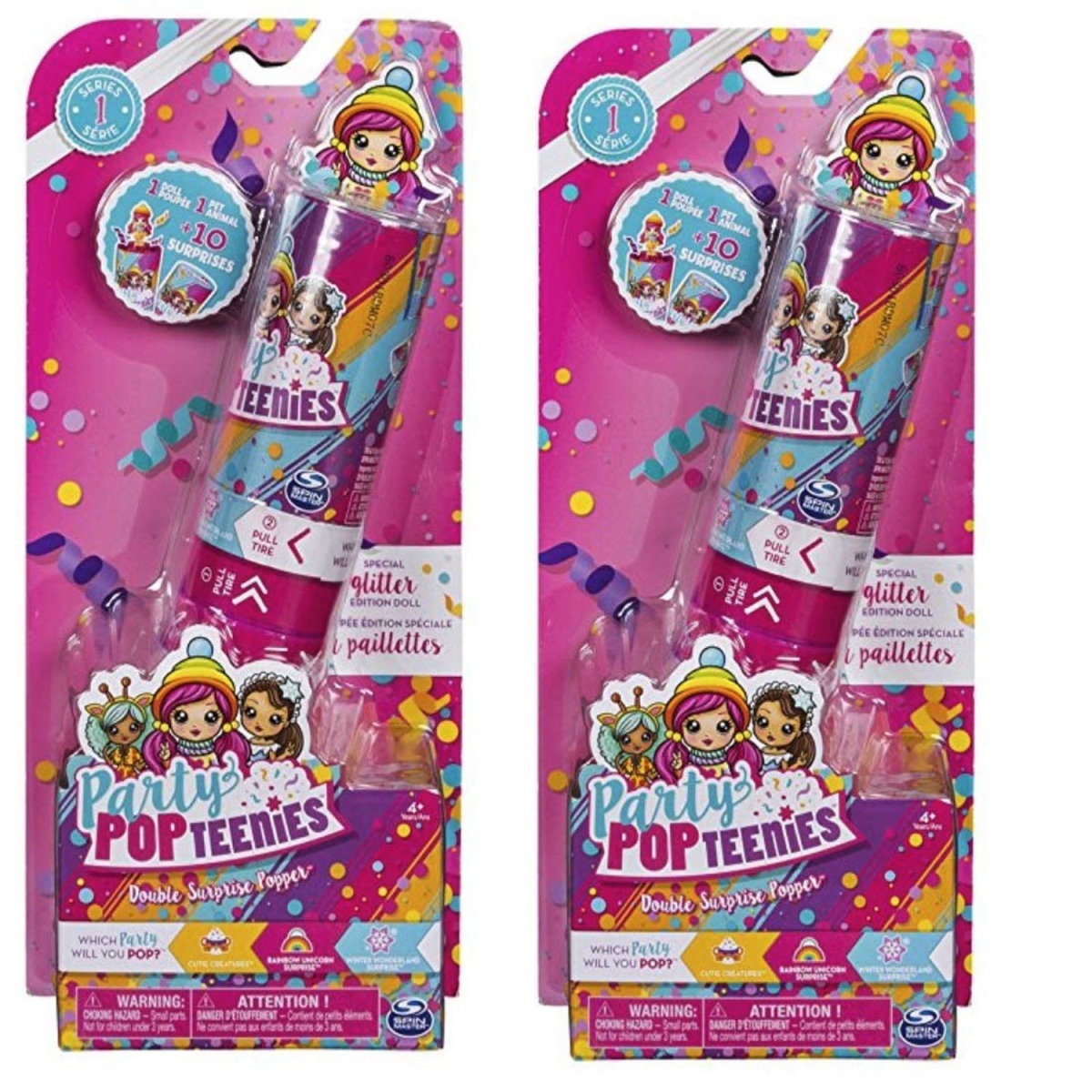 6044092 Party Pop Teenies Double Surprise Poppers, Assorted Colors