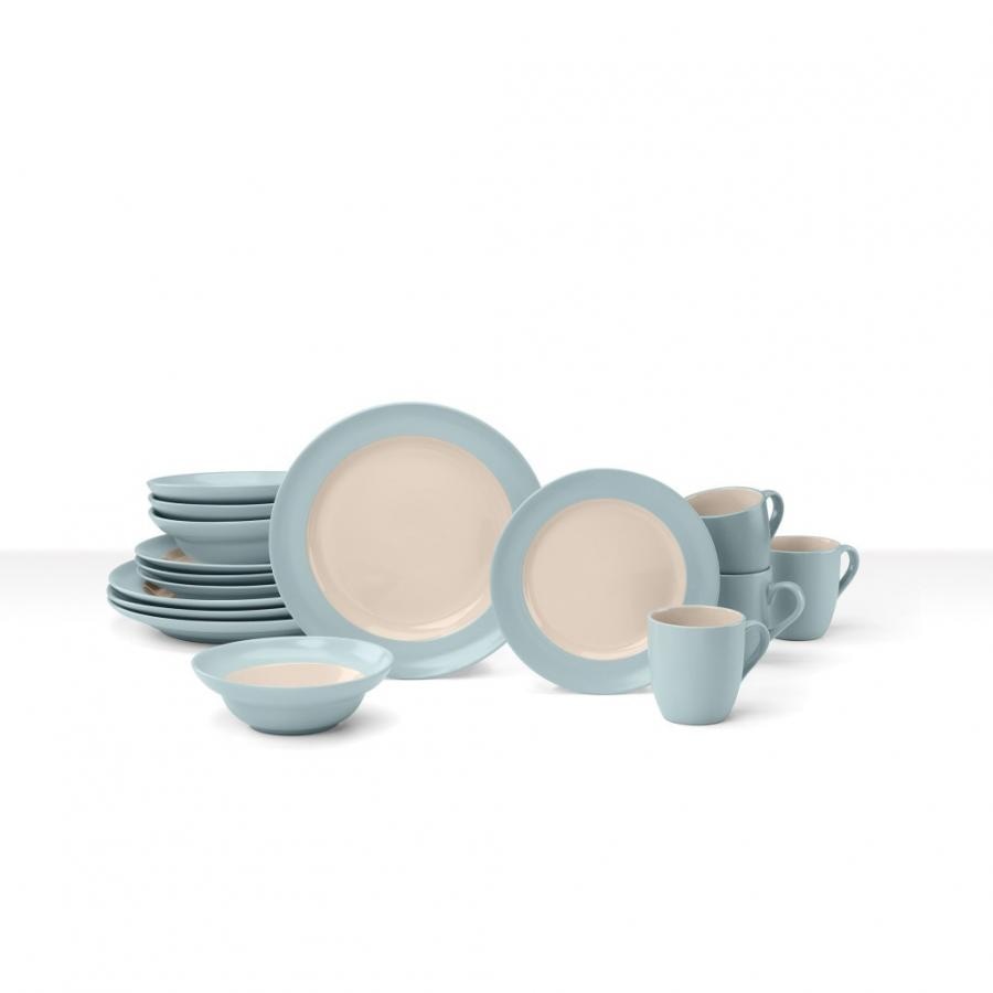 Cdst-16pb Two-toned Stoneware Dinnerware Set - Light Blue, 16 Piece