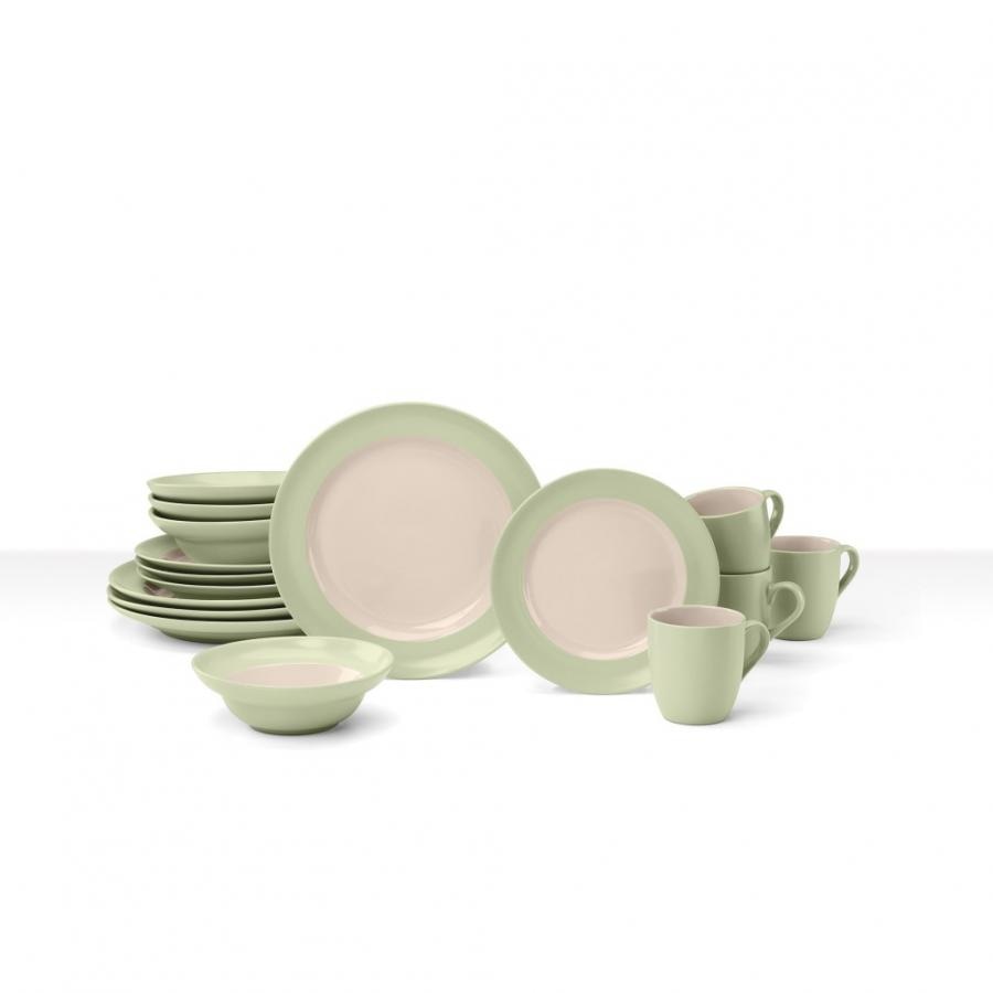 Cdst-16pg Two-toned Stoneware Dinnerware Set - Light Green, 16 Piece