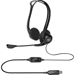 Logitech 981-000836 960 USB Stereo Headset - USB Type A - Wired - 100 Hz - 10 kHz - Black