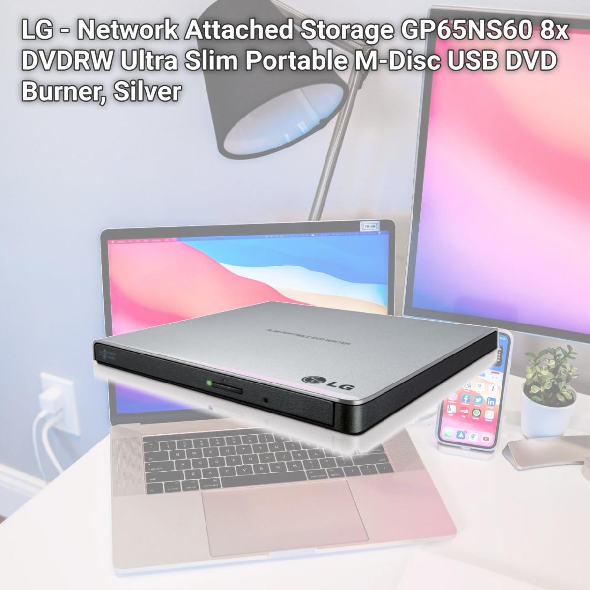 Picture of LG - Network Attached Storage GP65NS60 8x DVDRW Ultra Slim Portable M-Disc USB DVD Burner, Silver