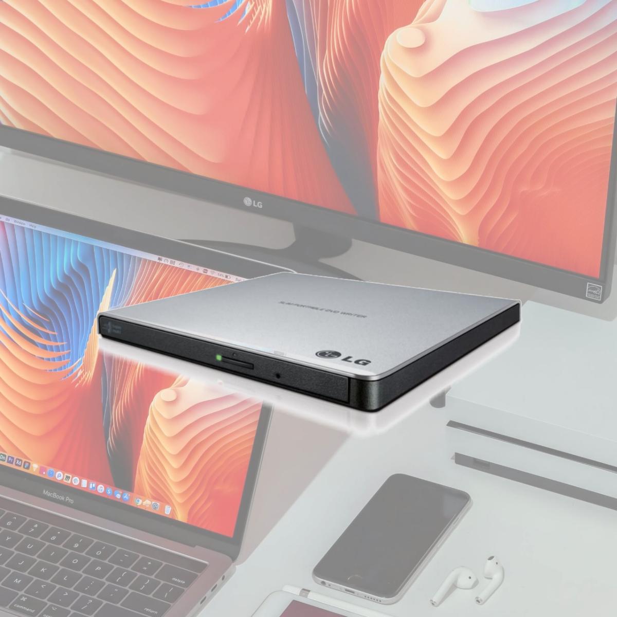 Picture of LG - Network Attached Storage GP65NS60 8x DVDRW Ultra Slim Portable M-Disc USB DVD Burner, Silver