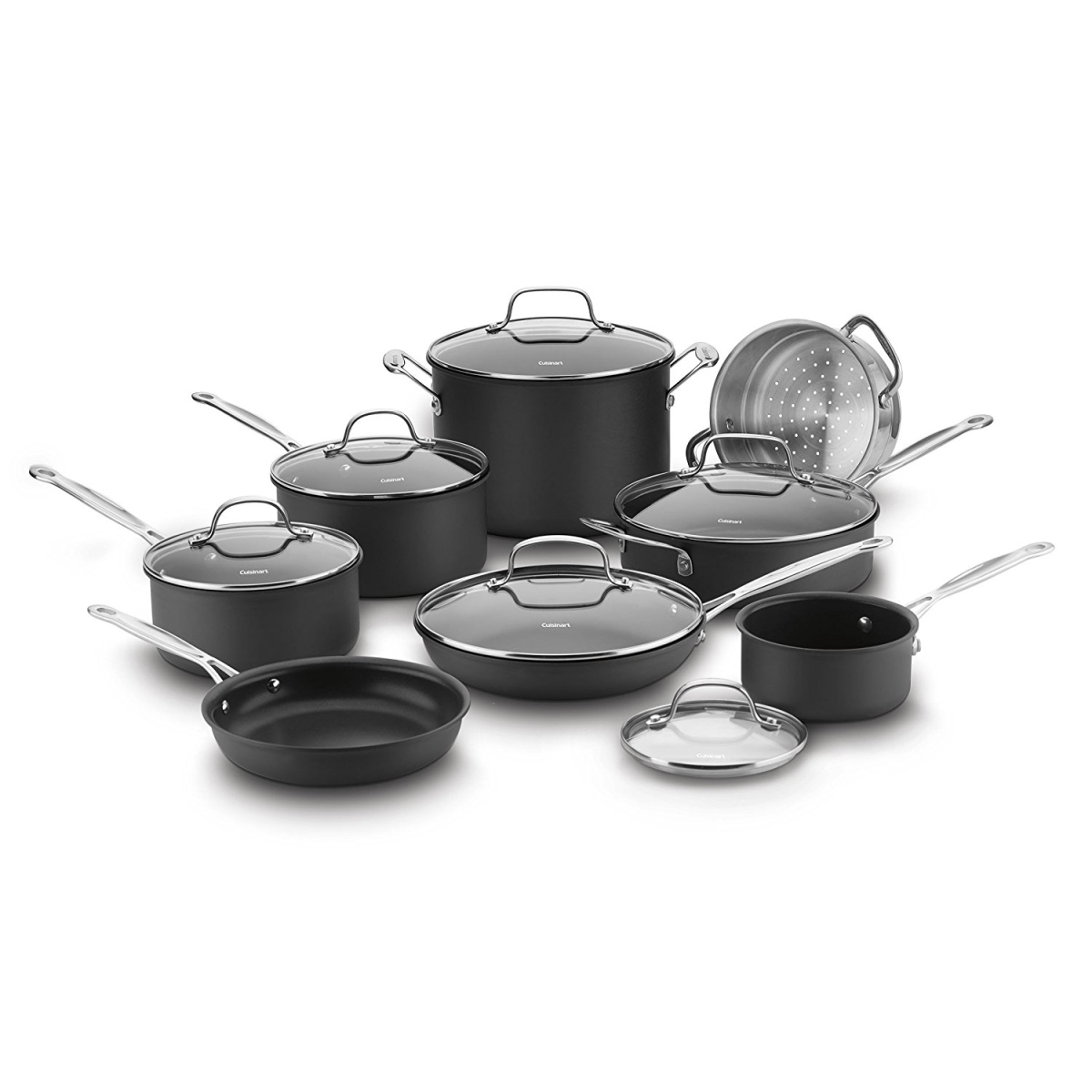 66-14n Non Stick Hard Anodized Set Chefs Classic, 14 Piece - Gray