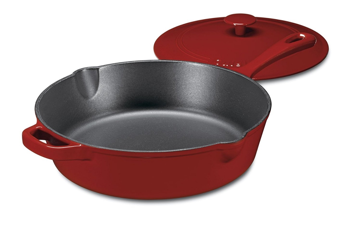 Cuisinart 12 In. 4.5 Qt Chicken Fryer Red Chefs Classic Enameled Cast Iron