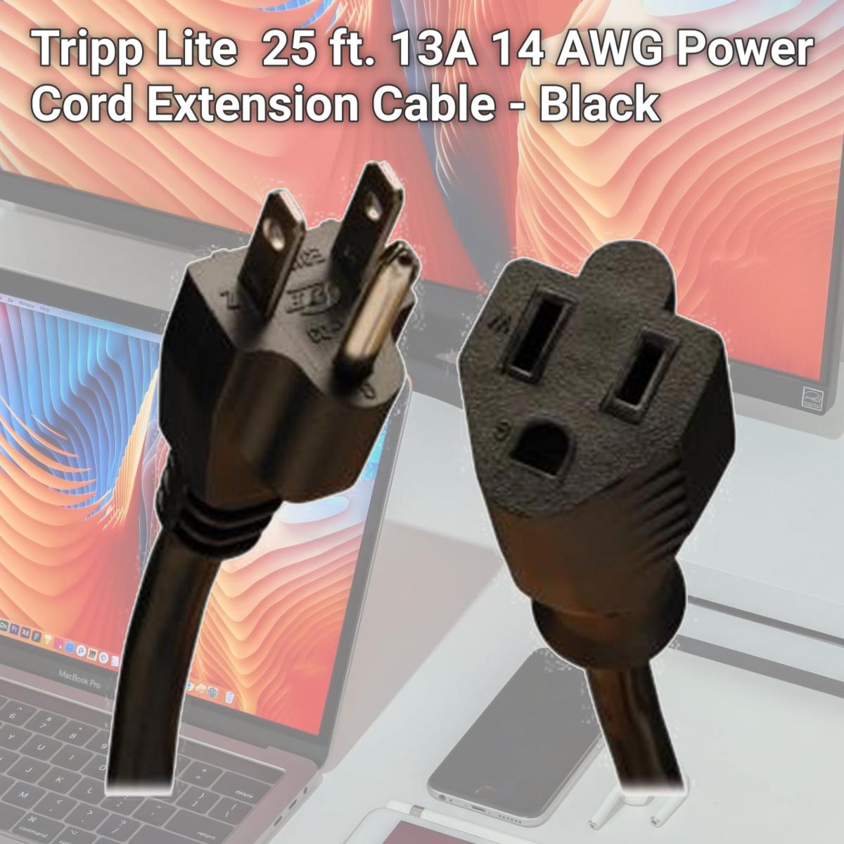 Picture of Tripp Lite P024-025-13A 25 ft. 13A 14 AWG Power Cord Extension Cable - Black