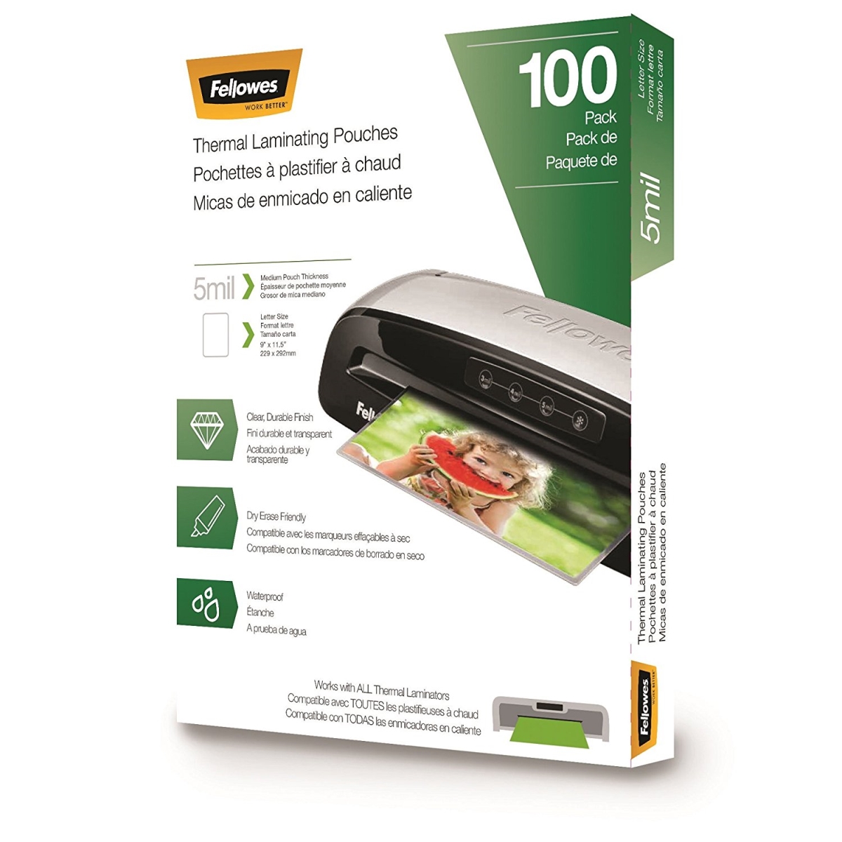 Fellowes 5743501 5 ml Laminating Pouches Letter Pack of 100 Fellowes 5743501 5 ml Laminating Pouches Letter Pack of 100