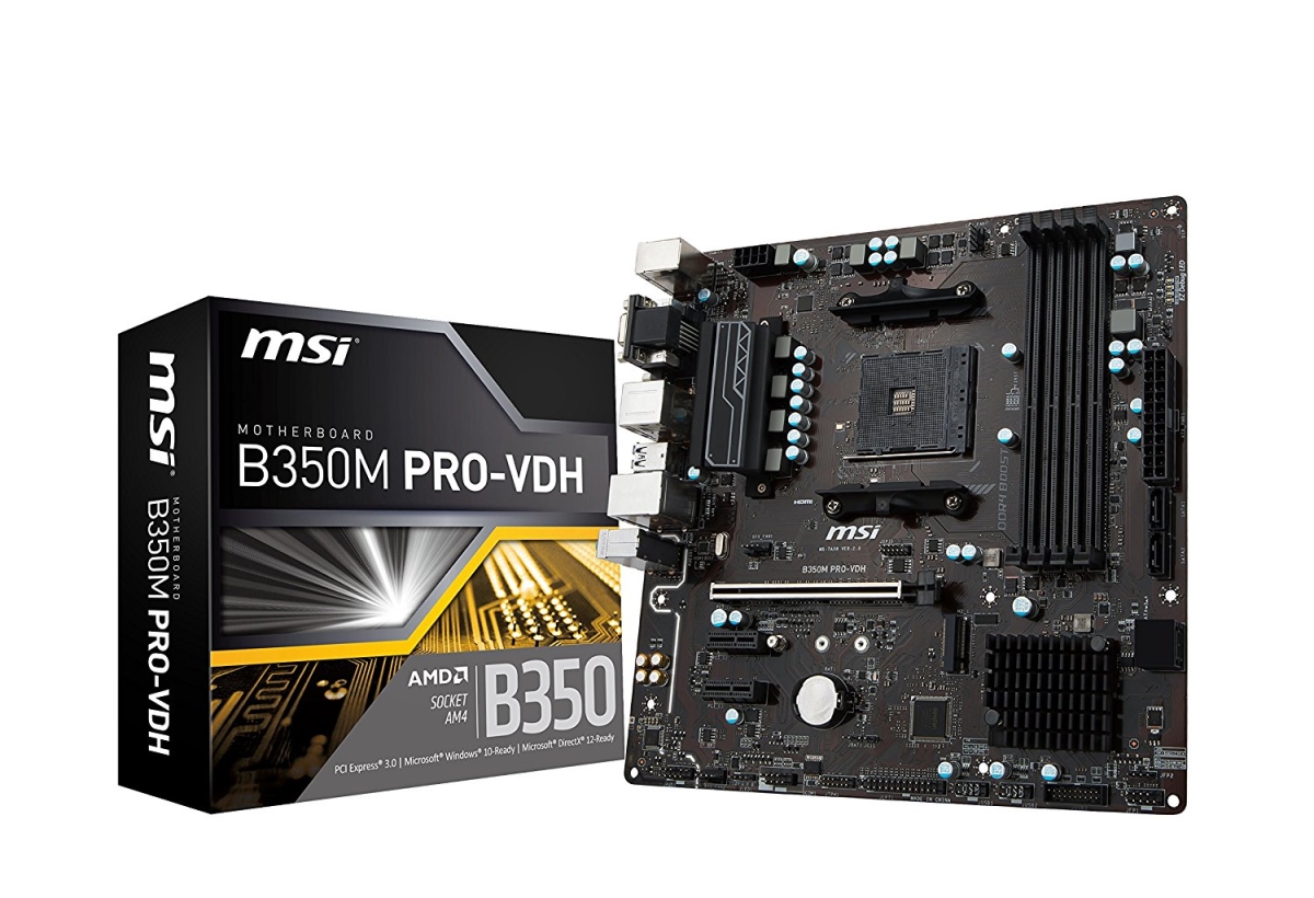 MSI - Components B350M PRO-VDH ProSeries AMD Ryzen B350 DDR4 VR Ready HDMI USB 3 Micro-ATX Motherboard MSI - Components B350M PRO-VDH ProSeries AMD Ryzen B350 DDR4 VR Ready HDMI USB 3 Micro-ATX Motherboard