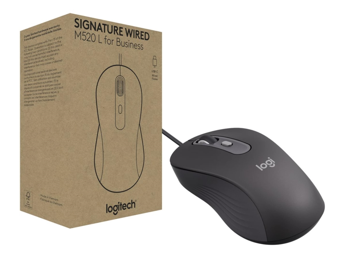 Logitech 910-007497 Signature Wired M520 L Mouse, Graphite