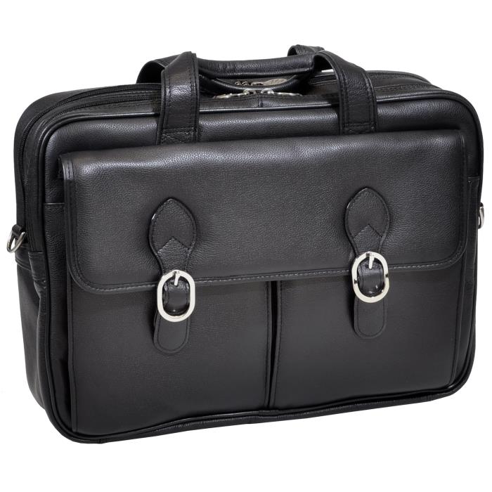 Mcklein 4t8119 15.4 In. Hyde Park Leather Double Compartment Laptop Briefcase